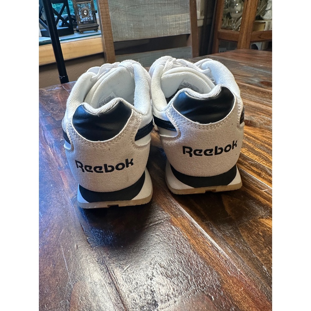 Reebok Royal Glide Womens 7.5 White Black Suede Leopard‎ Print Sneakers Shoes - Picture 5 of 7